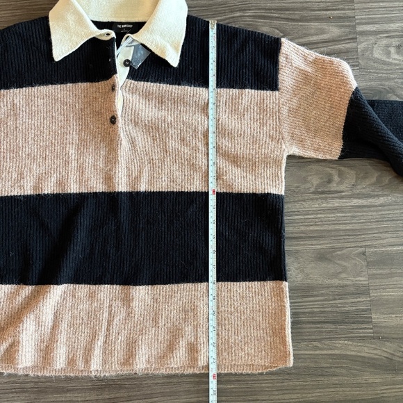 The Workshop Small Black Brown Stripped Sweater Oversized - Picture 8 of 14